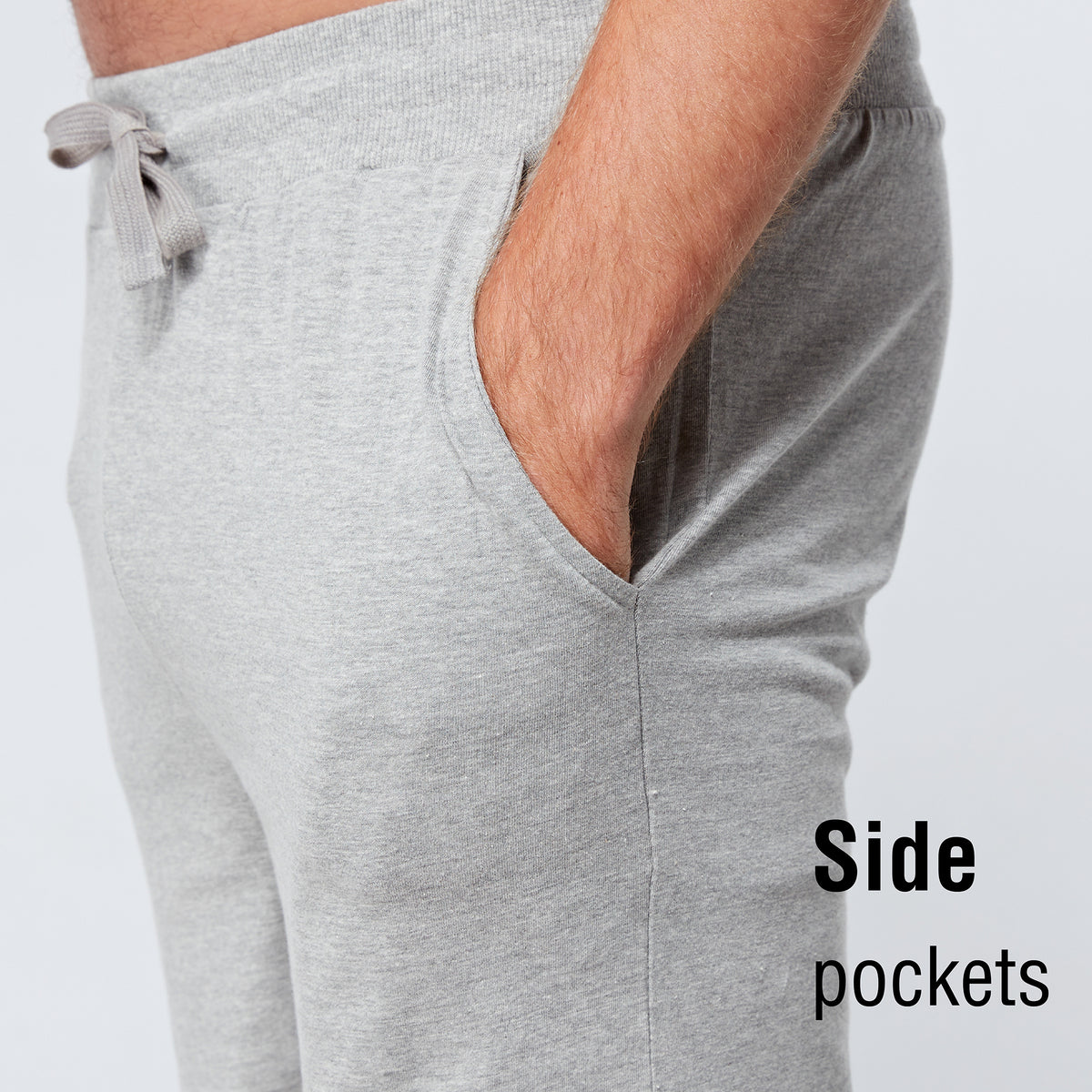 Grey Marl Open Leg Lounge Pants With Ribbed Waistband 