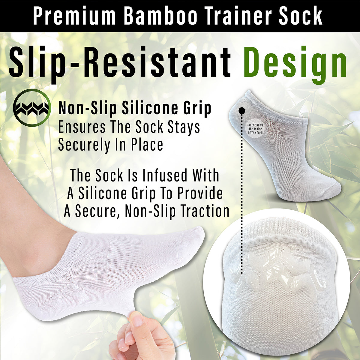 Womens 12 Pack Bamboo Trainer Socks (White)