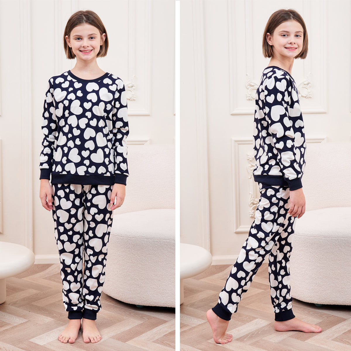 Girls LS Pyjamas Set - Fake Cotton star