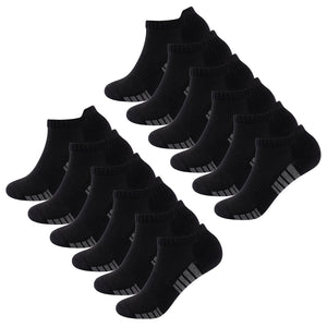 Womens 12 Pack Half Terry Trainer Socks (Black Striped)
