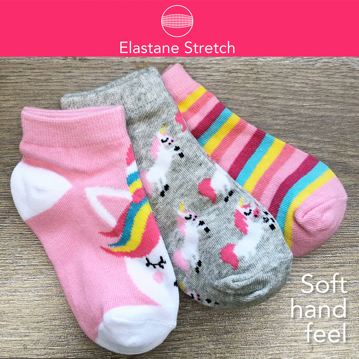 Girls 6 Pack Flamingo Design Trainer Liner Socks Sleeping Unicorn