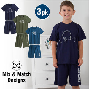 3PK Boys Shorty Pyjamas Techno