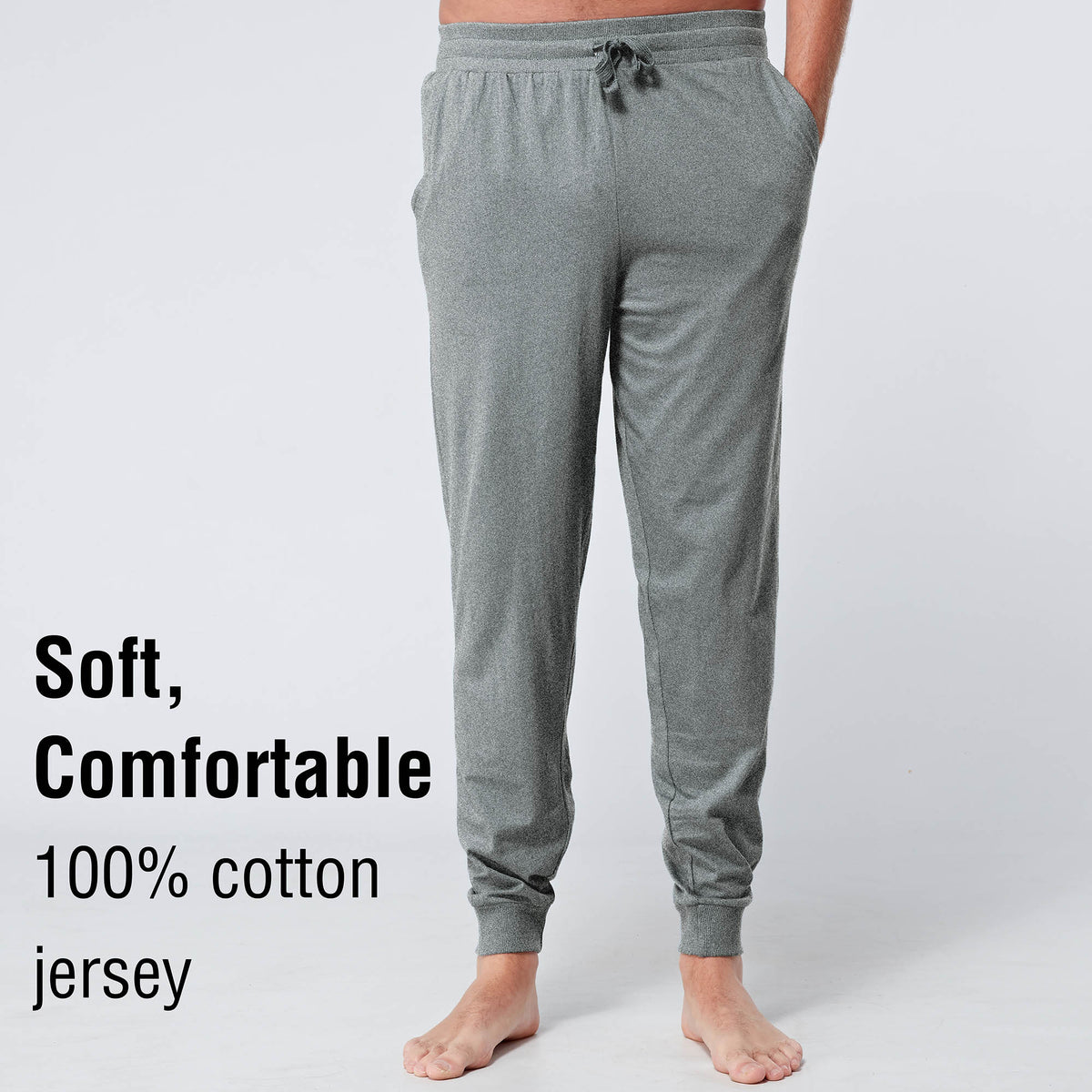 Grey Marl Cuffed Lounge Pants With Ribbed Waistband 