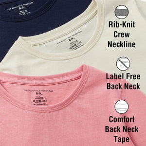 Girls 3pk Navy/Beige/Pink T- Shirt