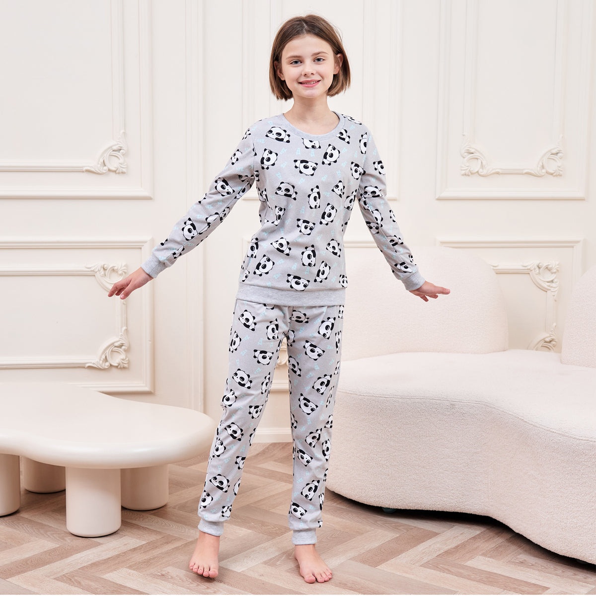 Girls LS Pyjamas Set - Fake Cotton star