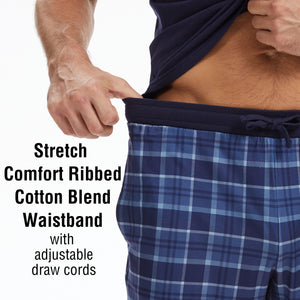 Mens Navy Check Shorty Pyjamas 