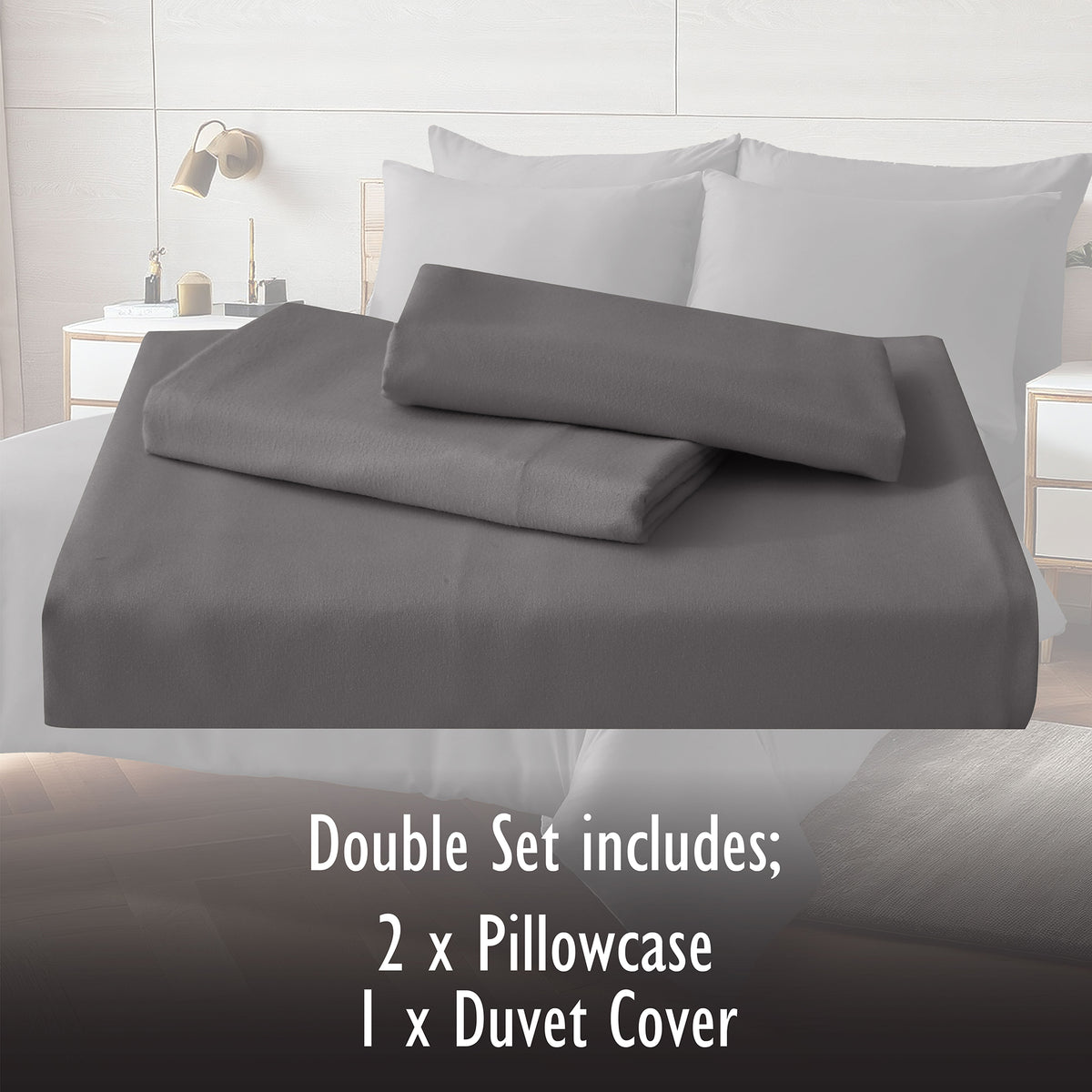 Grey Duvet Cover Set - Microfibre