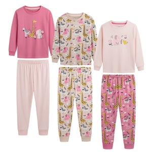 Girls 3PK LS Long Pyjamas Zoo - Younger