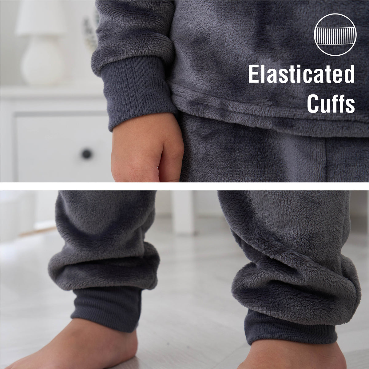 Boys Light Grey Flannel Fleece Pyjama Set