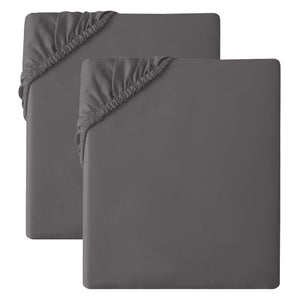 Grey 2pk Fitted Sheet - Microfibre