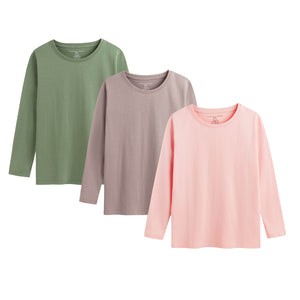 Girls 3pk Pink/Taupe/Olive T- Shirt
