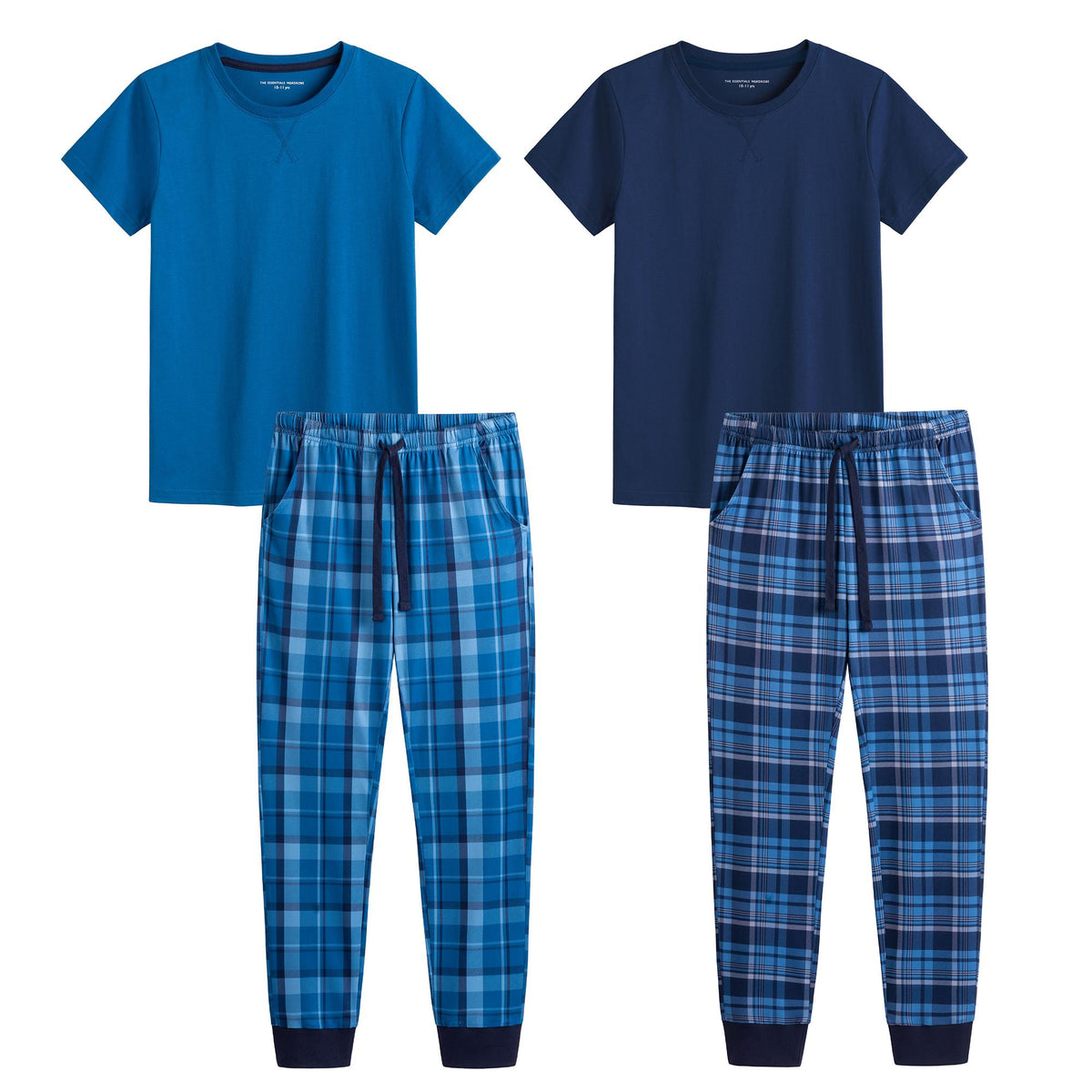 Boys 2pk Navy Checked Pyjamas