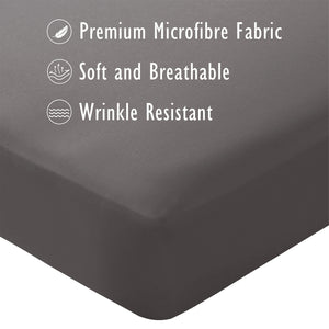 Grey 2pk Fitted Sheet - Microfibre