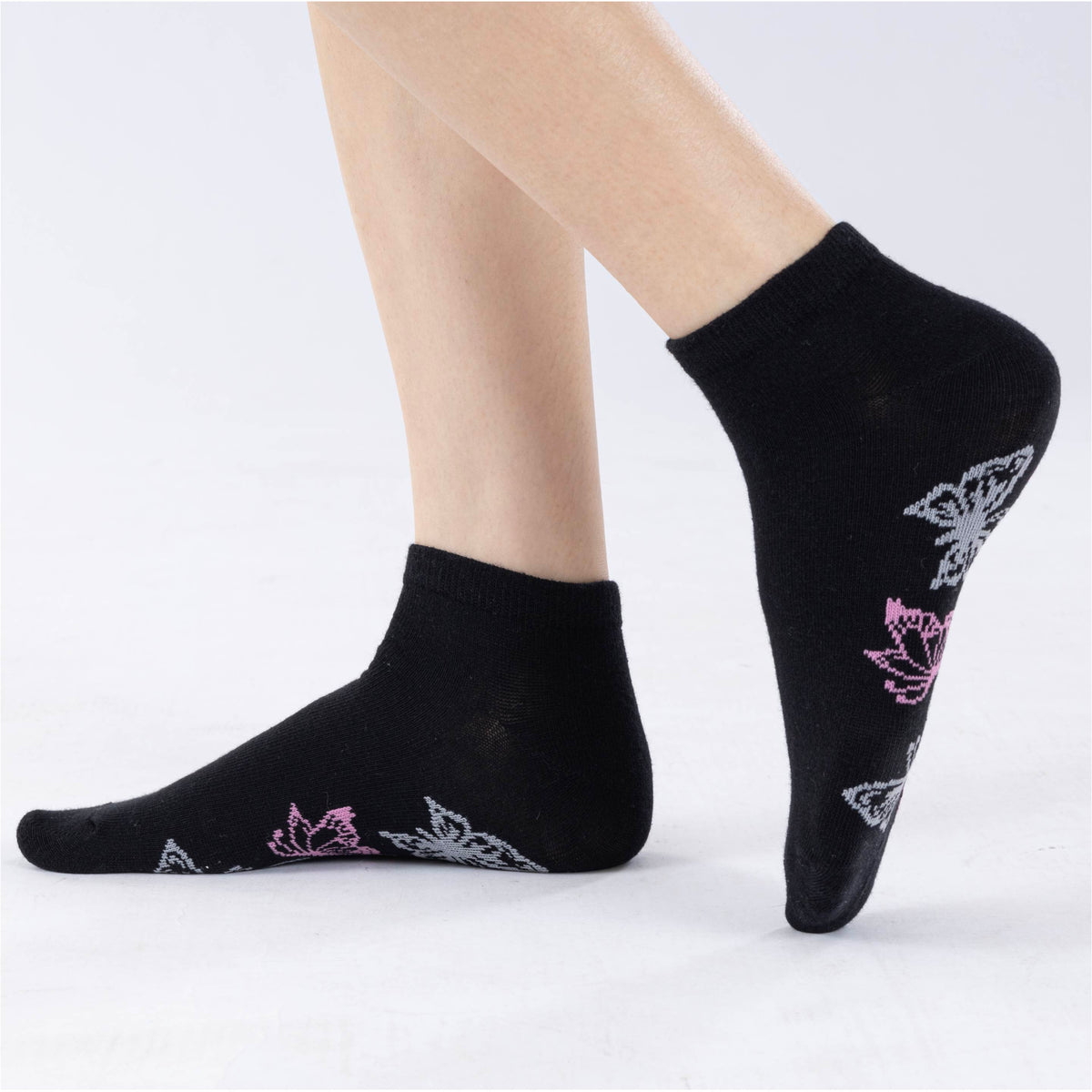 Womens 10 Pack Trainer Liner Socks (Butteryfly/Floral)
