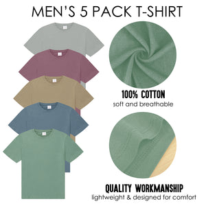 Mens 5 Pack T- Shirt Assorted 2