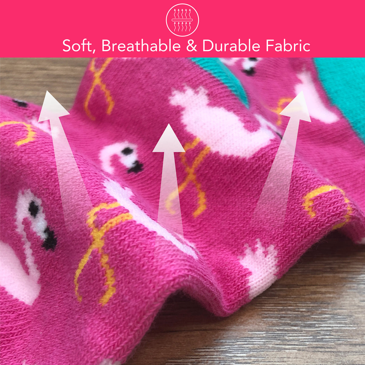 Girls 6 Pack Flamingo Design Trainer Liner Socks Summer Icons