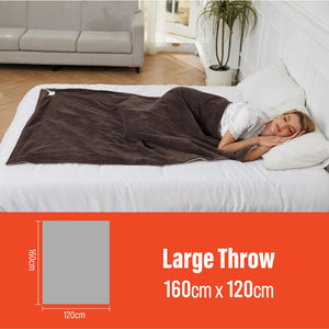 Luxurious Choloate Brown Fleece Heated Electric Throw