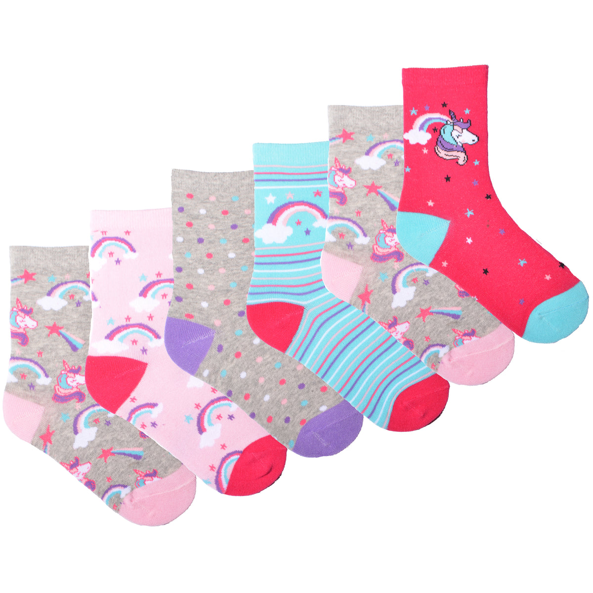 Girls Gift Box Unicorn Ankle Socks 6 Pack