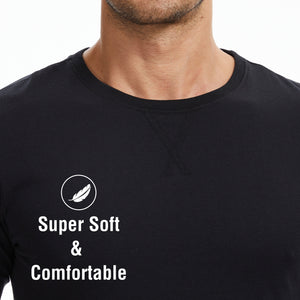 Mens Black Checked Long Sleeve Pyjama Set