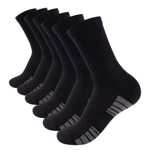 Mens 6 Pack Half Terry Sports Socks (Black Striped)