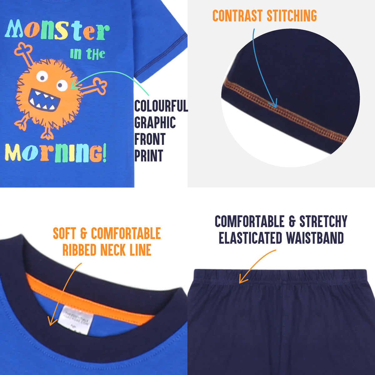 3PK Boys Shorty Pyjamas Techno
