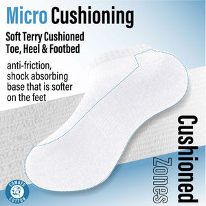 Womens 6pk Half Terry whiteTrainer Socks 