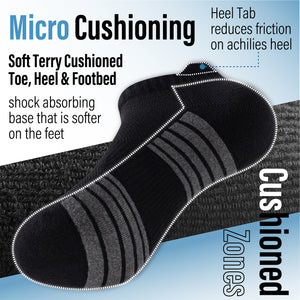 Womens 6pk Striped Half Terry Black Trainer Socks 