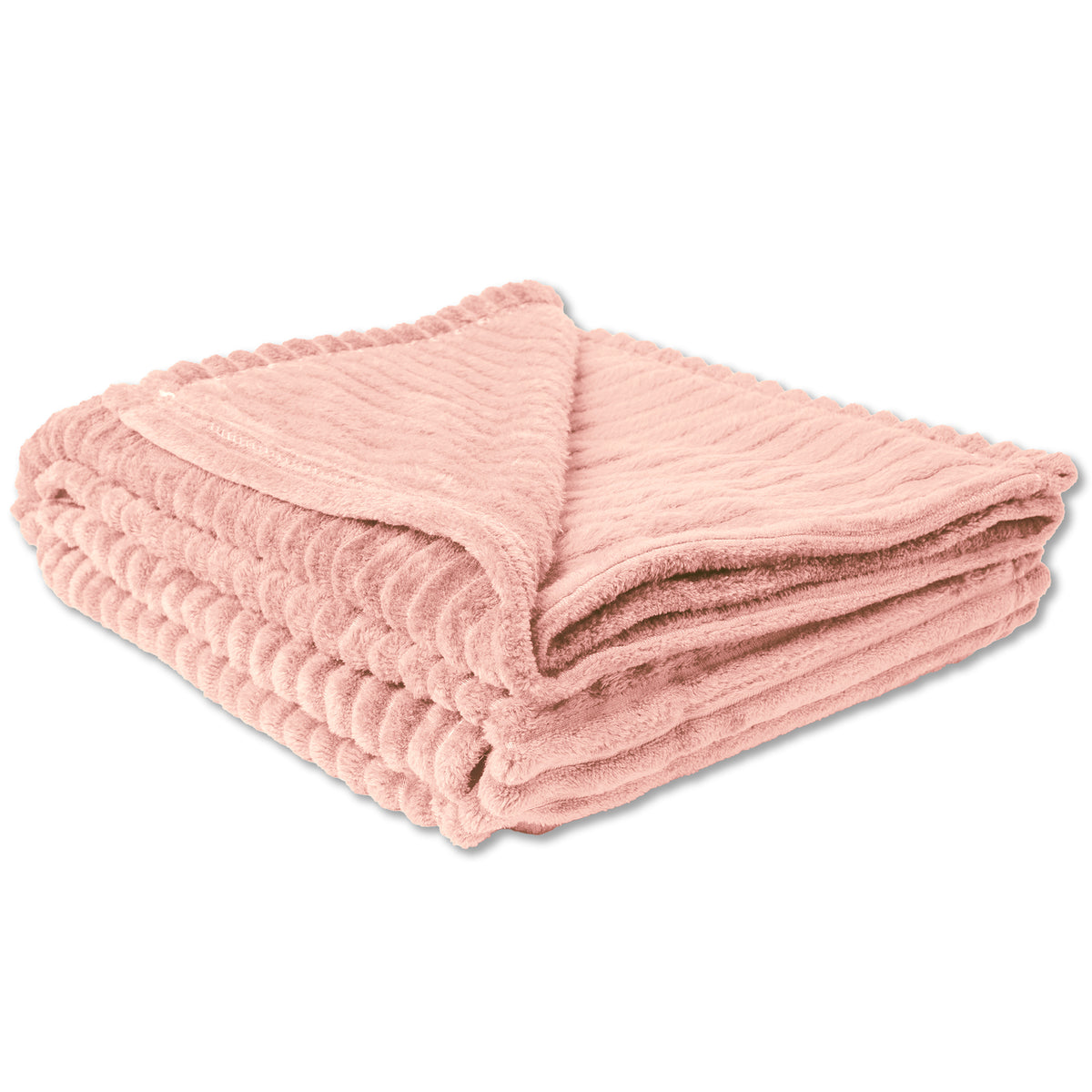 Flannel Fleece Rib Blanket Pink