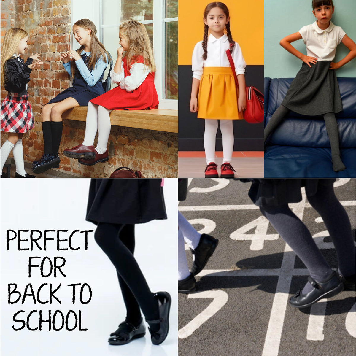 Girls 4 Pack Solid Tights (Navy)