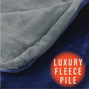 Luxurious Navy Grey Fleece Heated Electric Throw