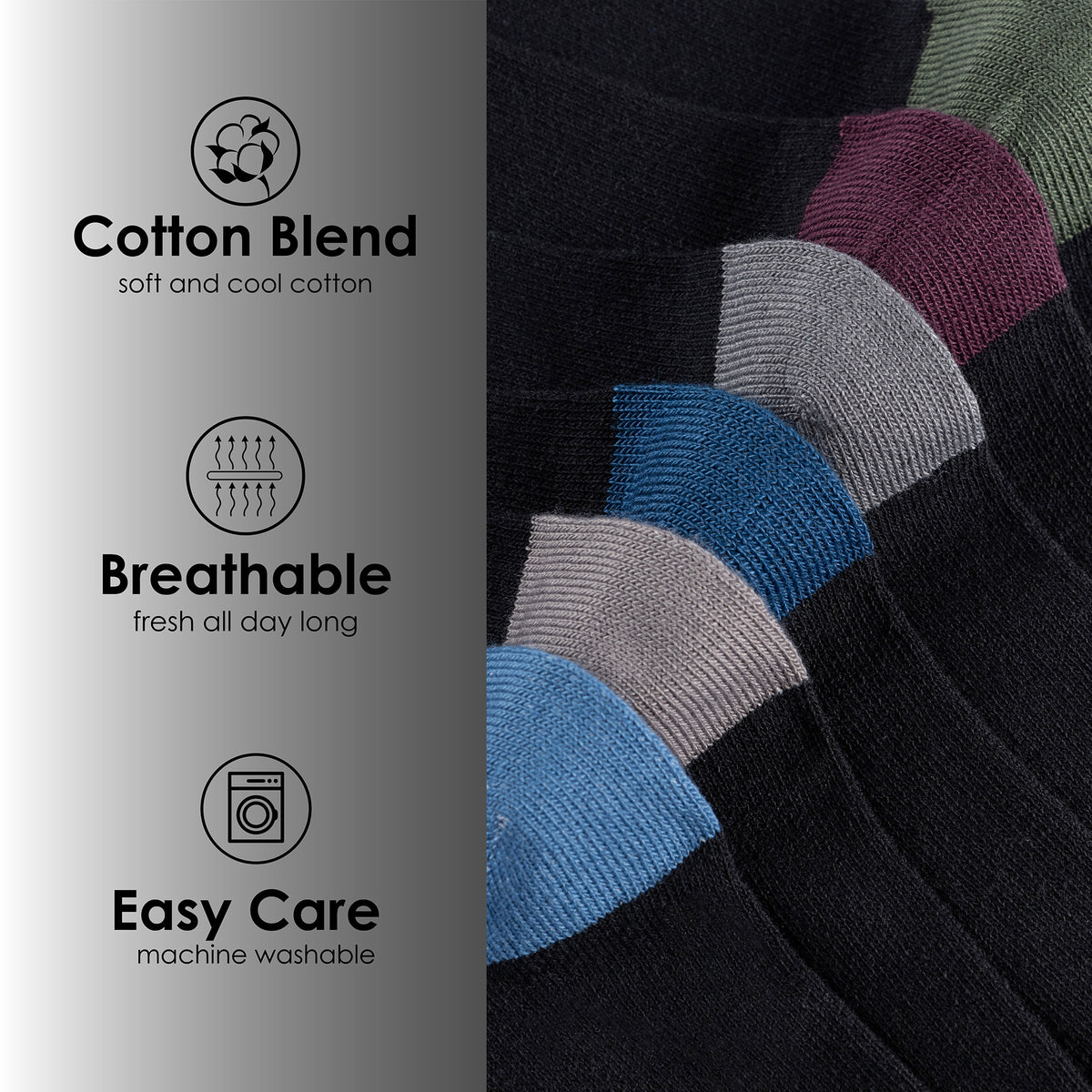 Mens Black 12pk Contrast Socks 