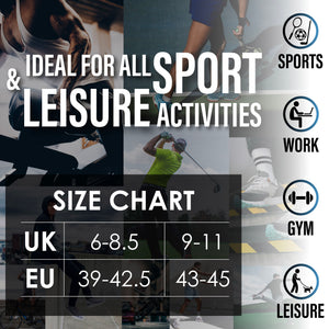 Mens 6 Pack Half Terry Sports Socks (Black Striped)