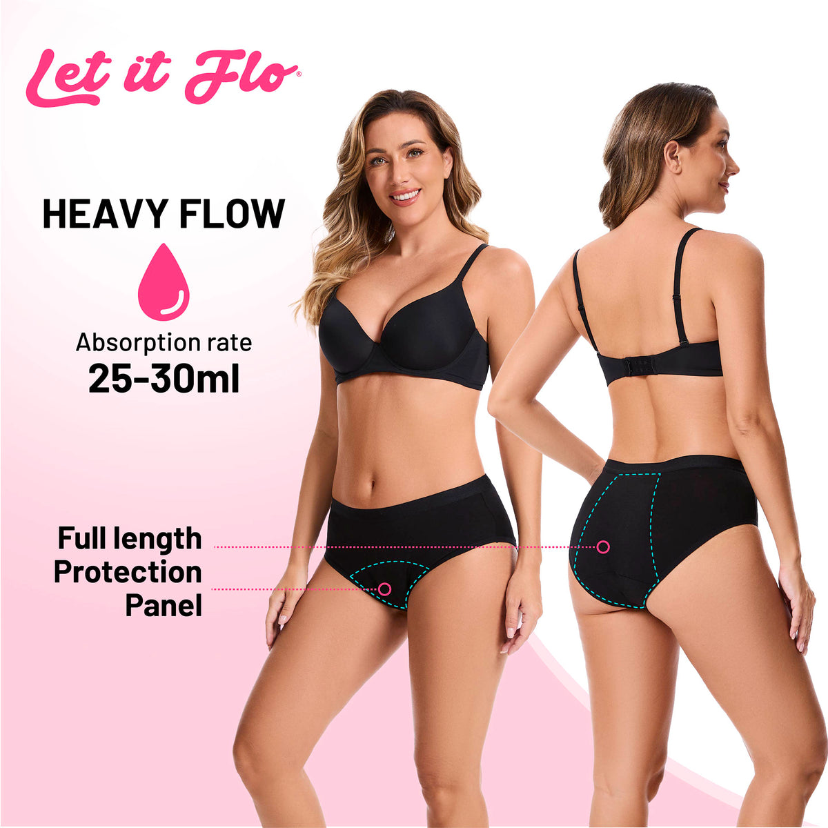 Womens Black 4 Pack Period Briefs (Jacquad WB)