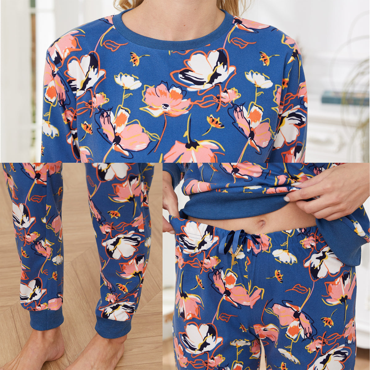 Ladies LS Pyjamas Set Abstract Floral