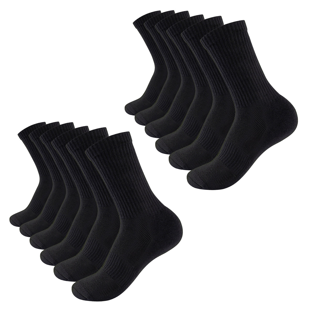 Mens 12 Pack Half Terry Sports Socks (Black)