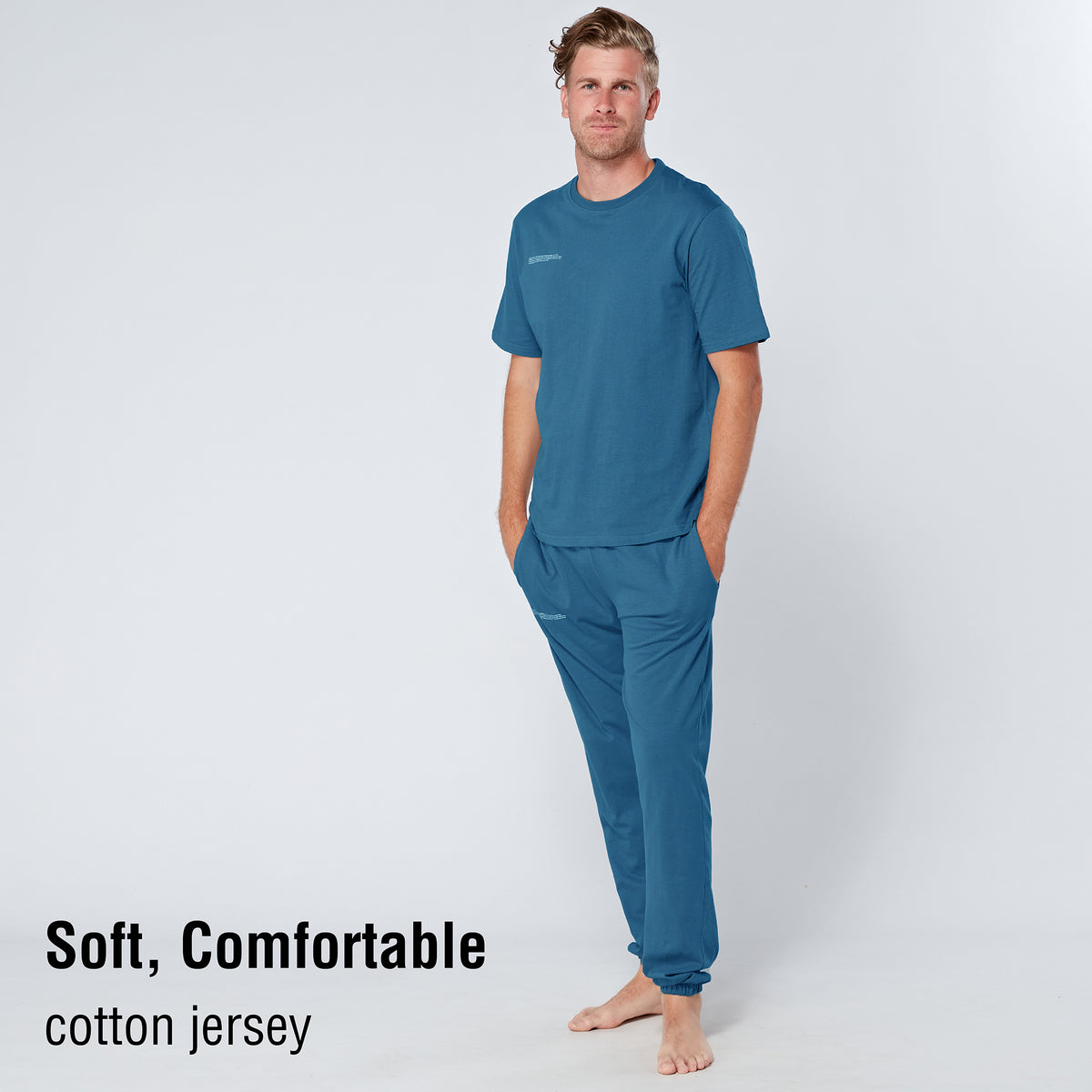 Blue Minimal Print Long Pyjamas Set