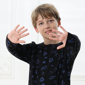 Boys Long Sleeve Skull / Skater Pyjamas