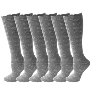 6 Pack Girls Knee High Socks Grey