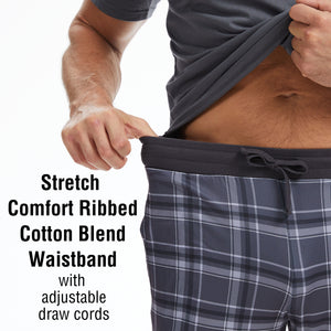 Mens Grey Checked Short Sleeve Long Pyjama Set 