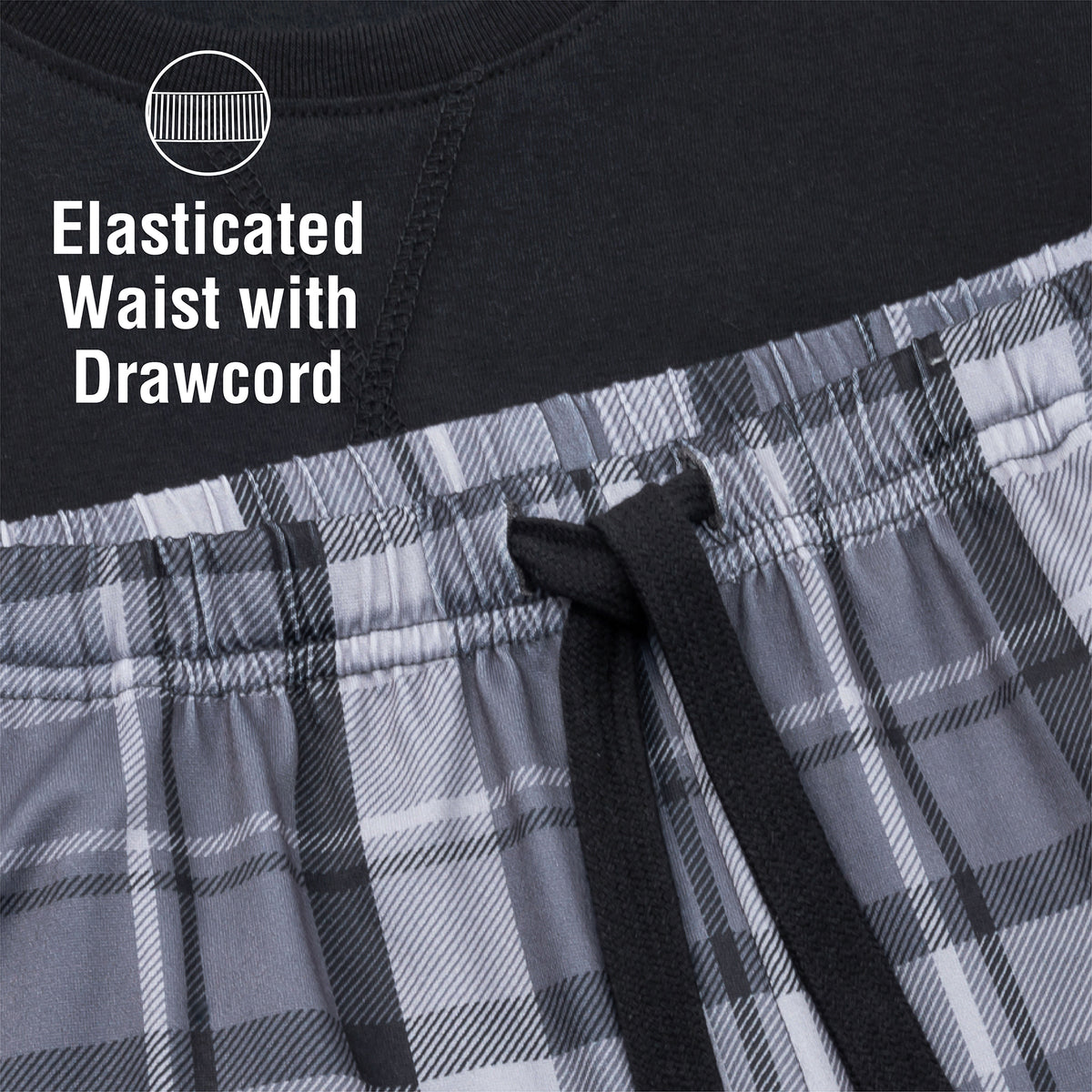 Boys 2pk Grey Check Fleece Pyjamas 