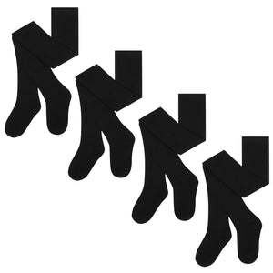 Girls 4 Pack Solid Tights (Black)