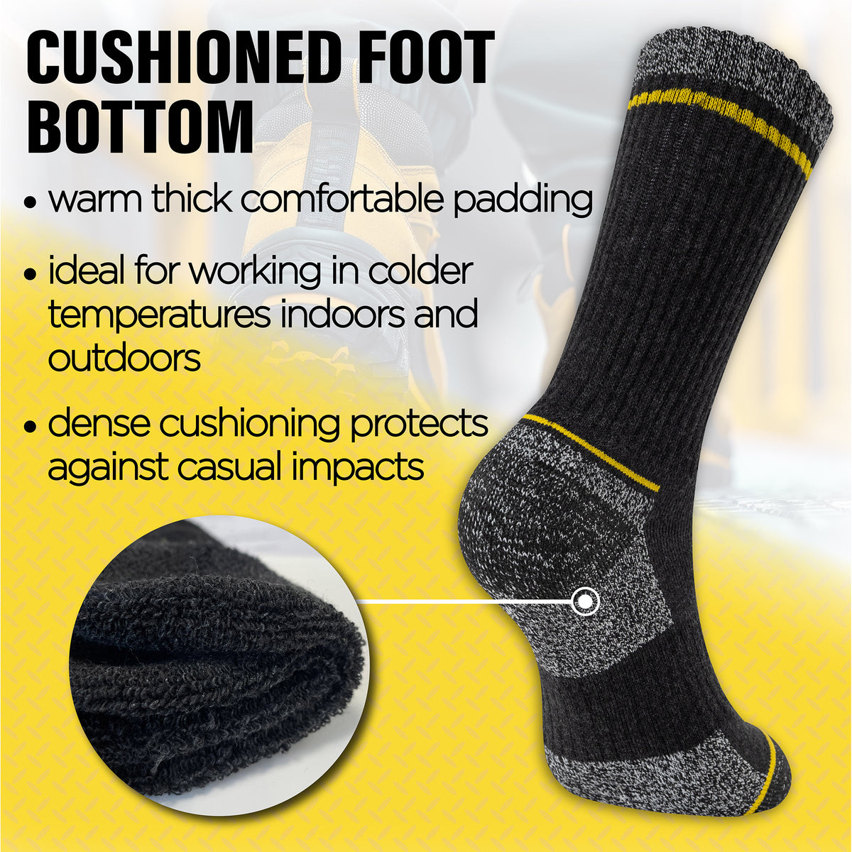 Mens 6 Pack Premium Work Socks (Assorted)