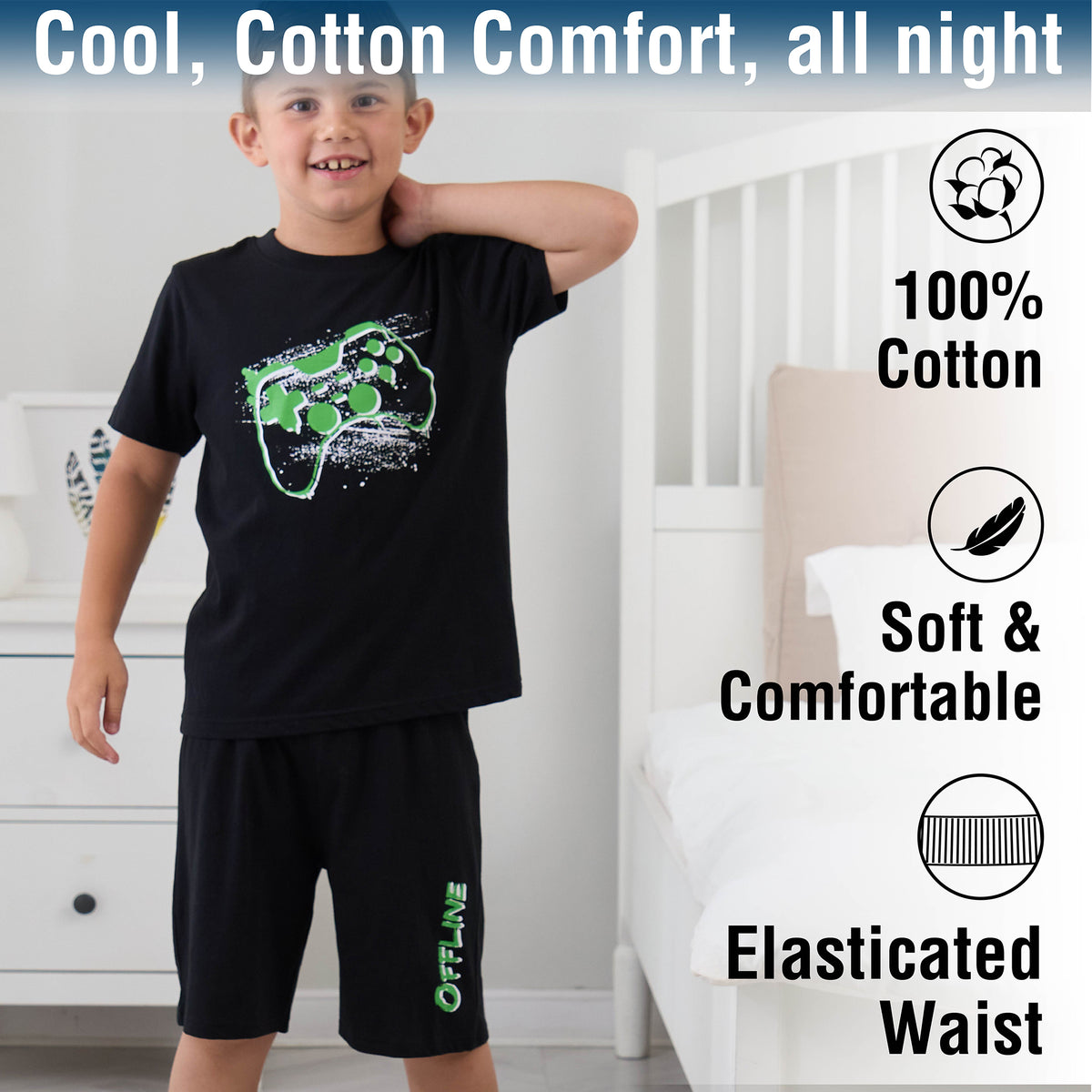 3PK Boys Shorty Pyjamas Techno