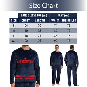 Mens Flannel Fleece Navy Pyjama Set 