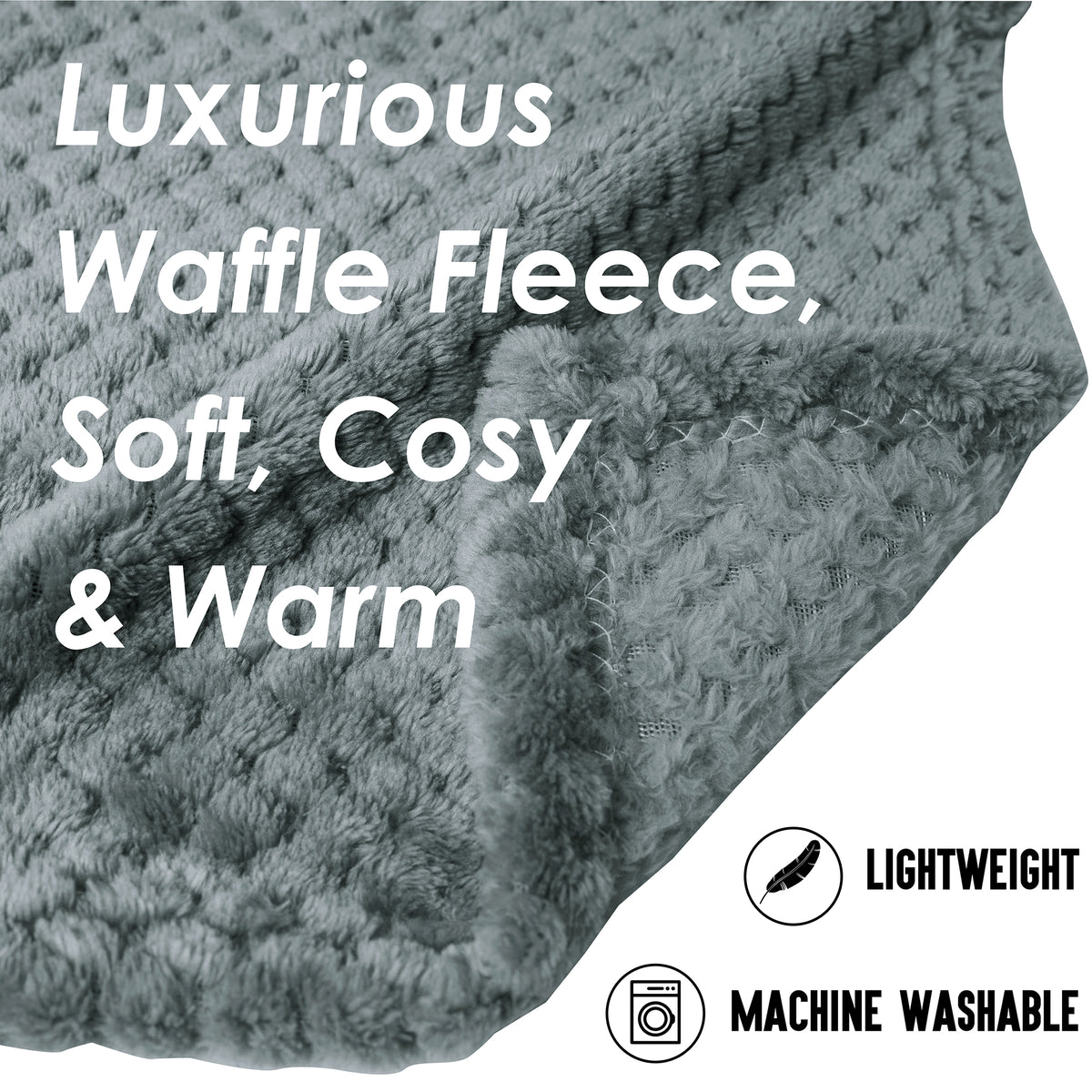 Flannel Fleece Waffle Blanket Grey