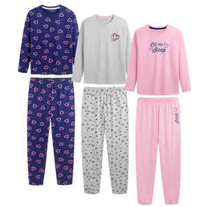 Girls 3PK Sleep LS Long Pyjamas Older