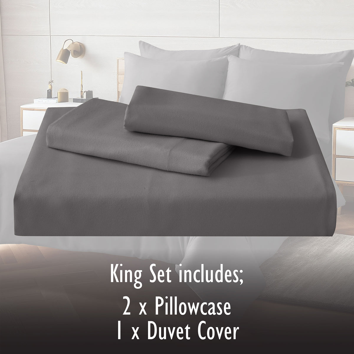 Grey Duvet Cover Set - Microfibre