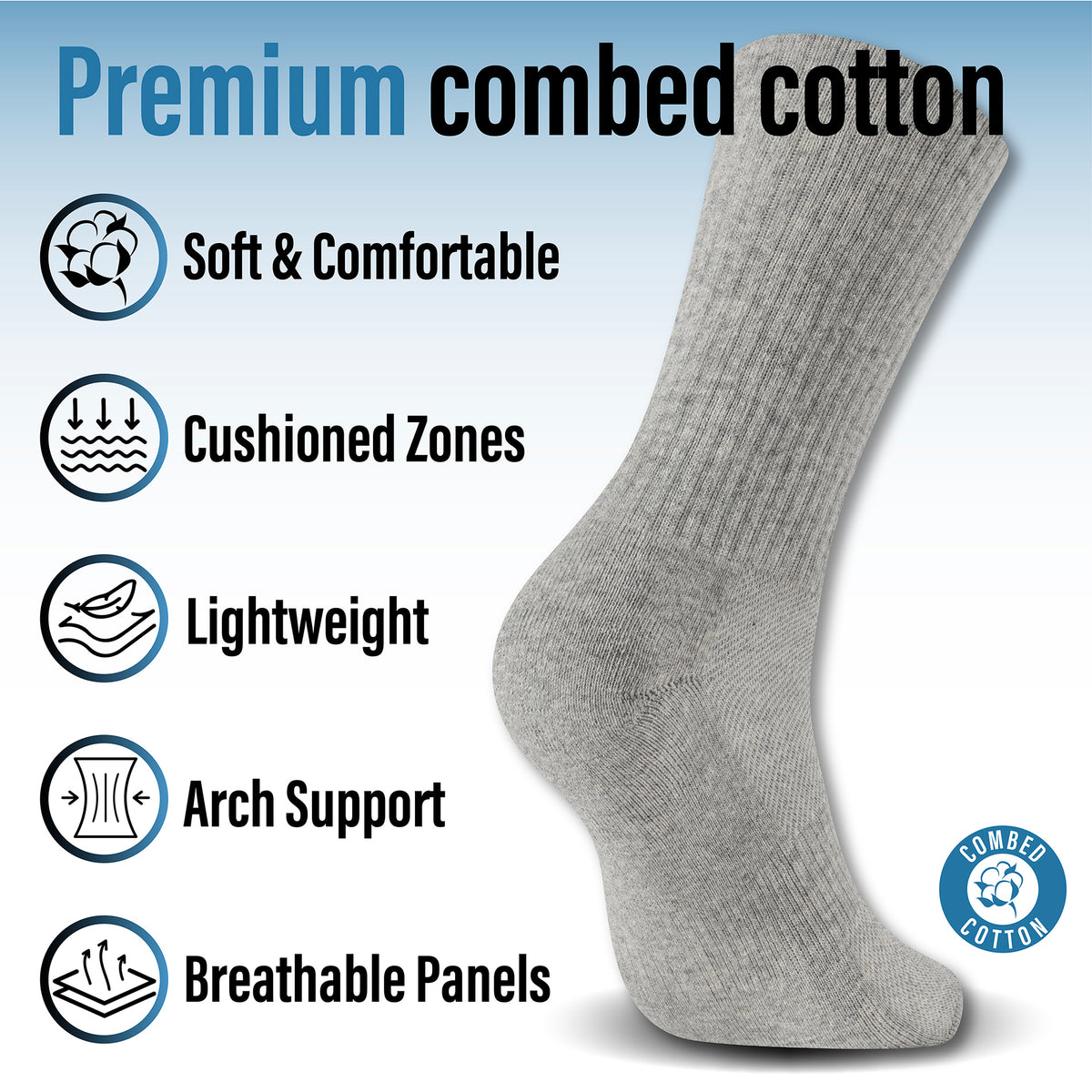 Mens 12 Pack Half Terry Sports Socks (Assorted)