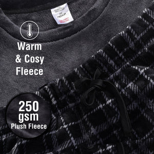 Mens Flannel Fleece Grey Check Pyjama Set 