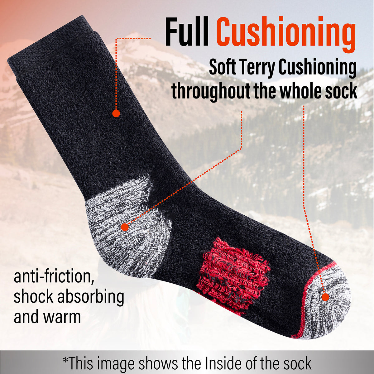 Womens 6pk Black Thermal Socks 